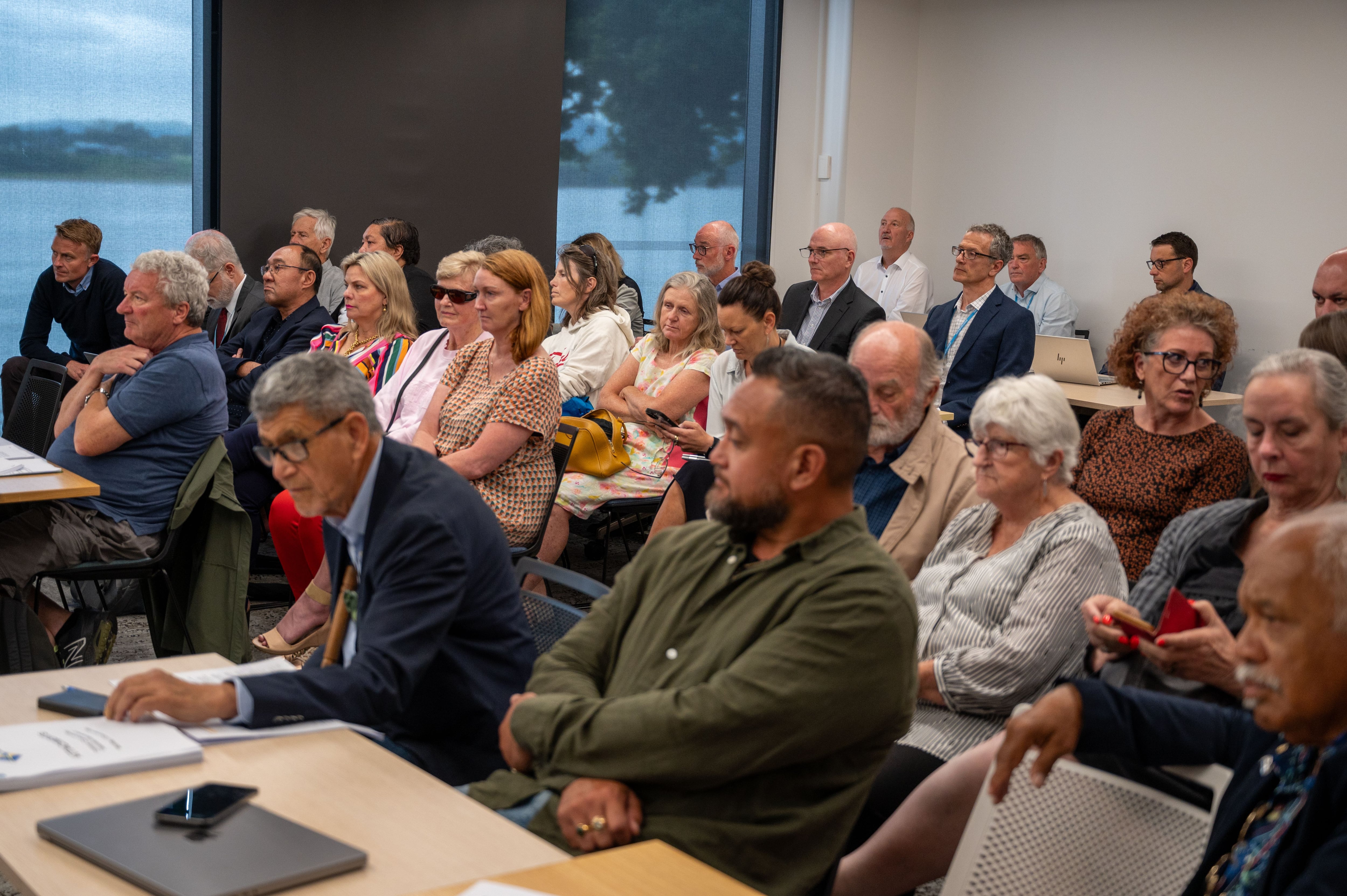 The public gallery of Monday's Tauranga City Council meeting was full of museum supporters. Photo / David Hall