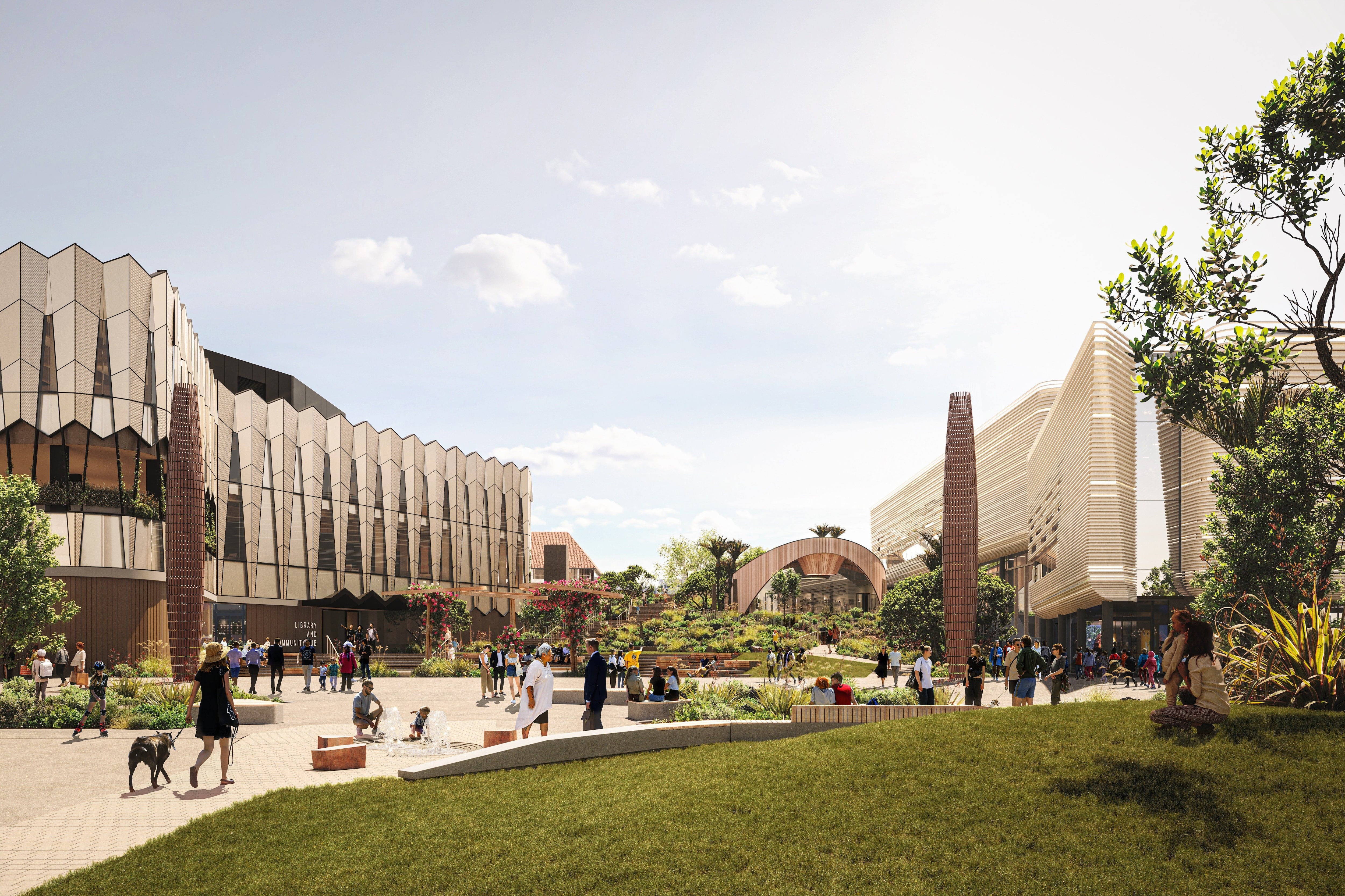 An artist's impression of Tauranga civic precinct Te Manawataki o Te Papa. Image / Tauranga City Council