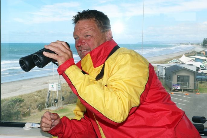 Pukehina Surf Rescue club and building committee chairman Andrew McDowell in the new observation tower.