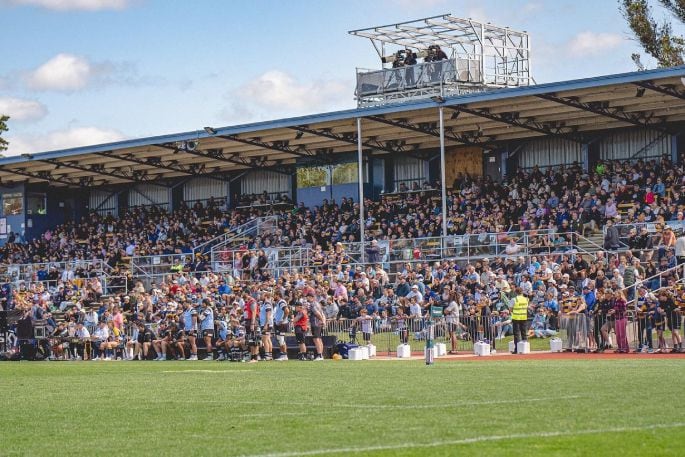 A huge crowd turned out for the Bay of Plenty Steamers game against Hawke's Bay in the Bunnings NPC semifinals at Tauranga Domain. Photo: BOP Rugby.