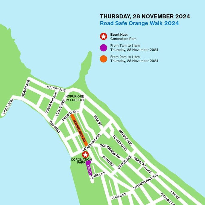 A map showing temporary road closures. Image: Tauranga City Council