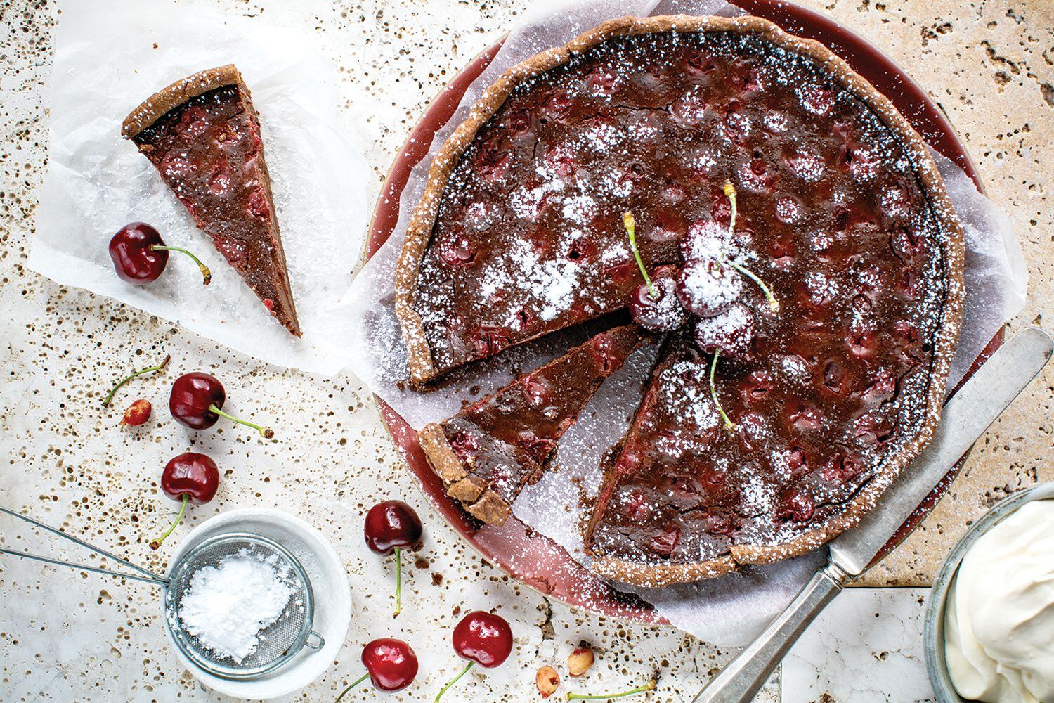 Chocolate Tart with Cardamom, Apricots and Rose Petals - Easy