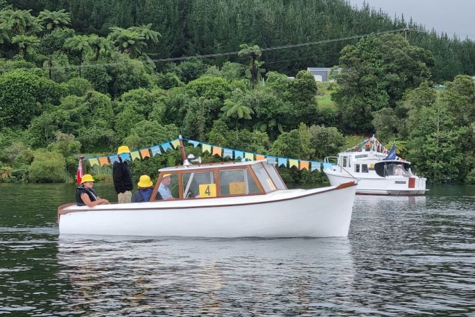 Part of the flotilla at the 2023 Lake Rotoiti Classic and Wooden Boat Parade. Photo / Geoff Dainty