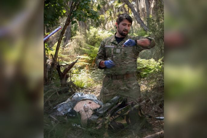 Corporal Jack O'leary during his individual scenario assessment. Photo / RNZAF / Jalesa Nomani