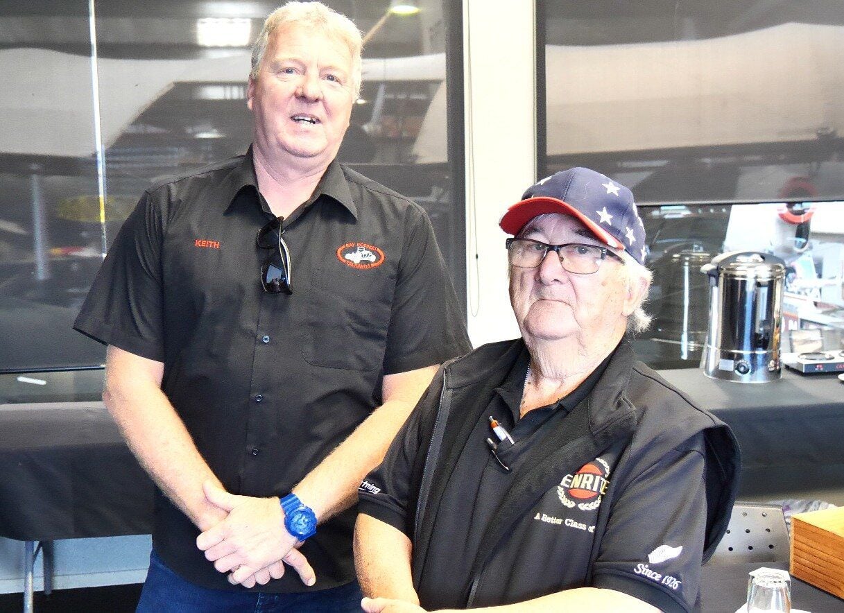 Keith Sawyer and Neville McKay organisers of the Tauranga Auto Extravaganza. Photo / Tom Eley