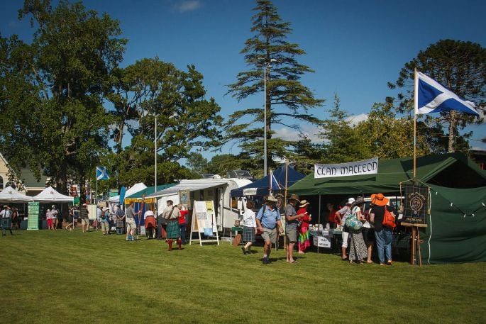 During the day, visitors to the Paeroa Highland Games can visit the clans’ area to buy Scottish souvenirs, check out their genealogy, and try Scottish food. Photo / Trevor Lowe