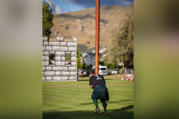 Tossing the caber.  Photo / Trevor Lowe