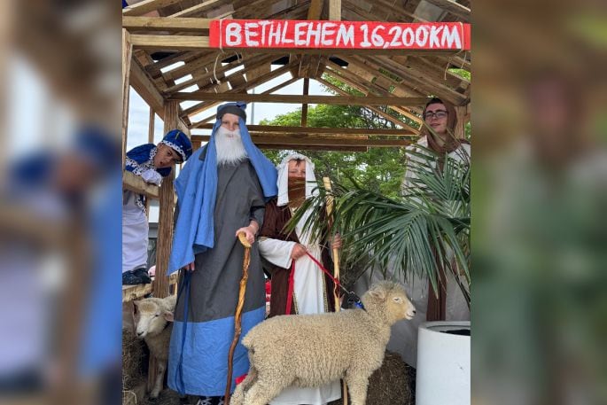 Current Church had real sheep in its nativity-themed float at the 2024 Pak'nSave Pāpāmoa Superhero Santa Parade. Photo / Supplied