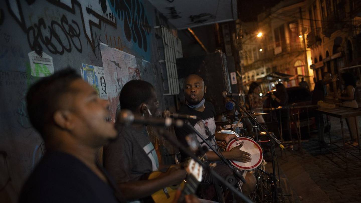 Brazilian band Atitude Nossa plays samba on the streets of Rio de Janeiro, Brazil. Photo / AP