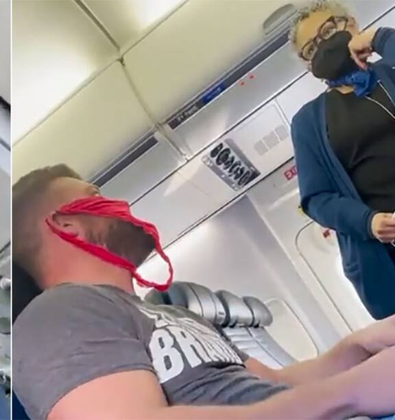 Man wearing a thong on his face as a mask gets kicked off plane