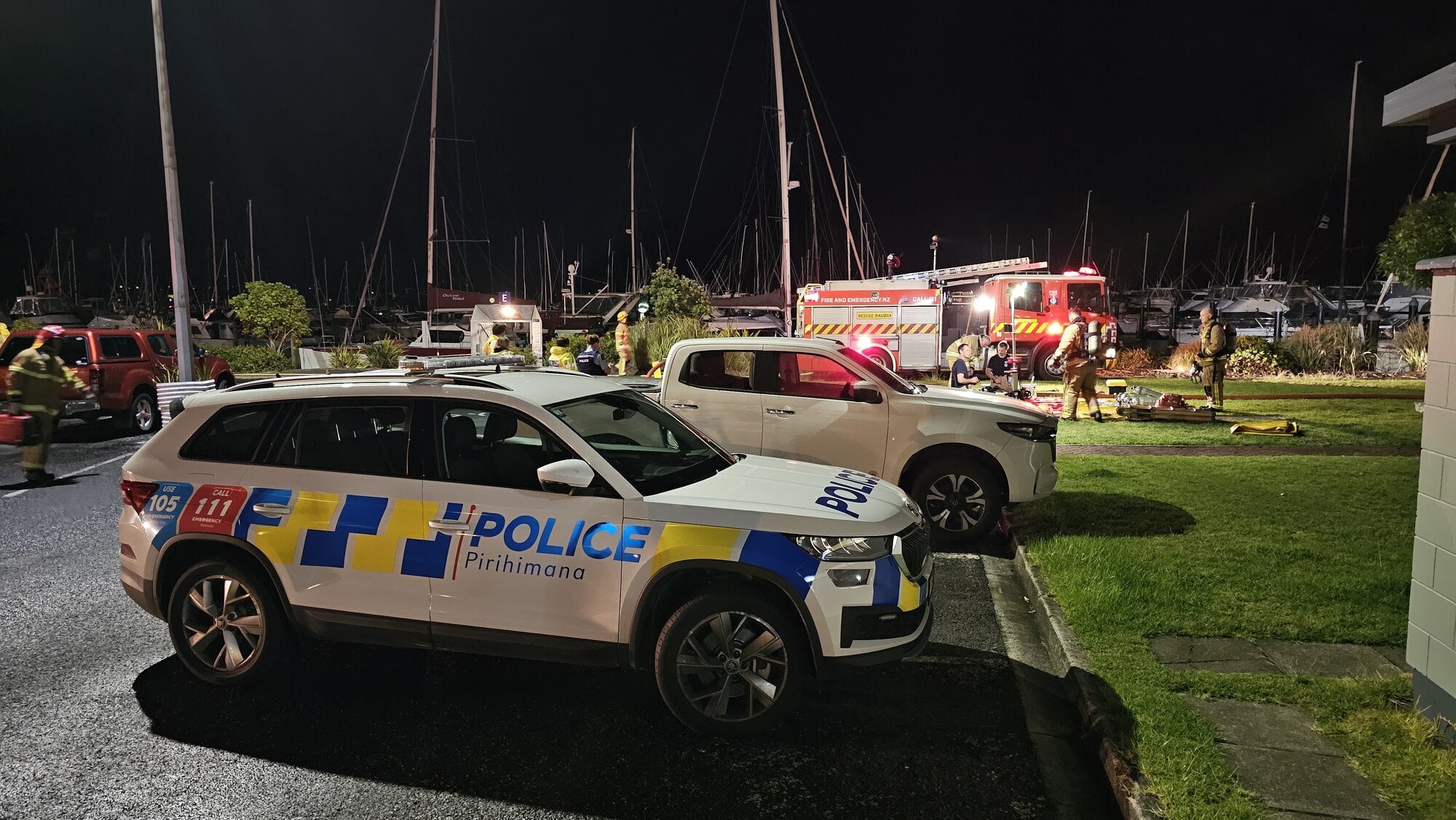  A number of boats have been damaged following a fire in Tauranga Marina this morning. Photo/Cam Avery