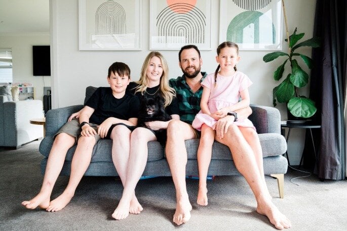  Blake Jones with his wife and two kids. Photo / Julia Sabugosa