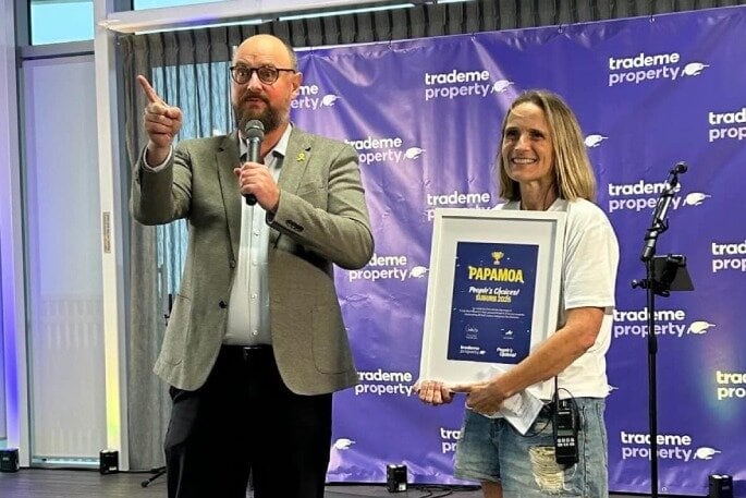 Tauranga City Councillor Steve Morris at the Trade Me Property celebration of the Choicest Suburb award at the Pāpāmoa Surf Life Saving Club on February 28, 2025. Photo/Supplied.