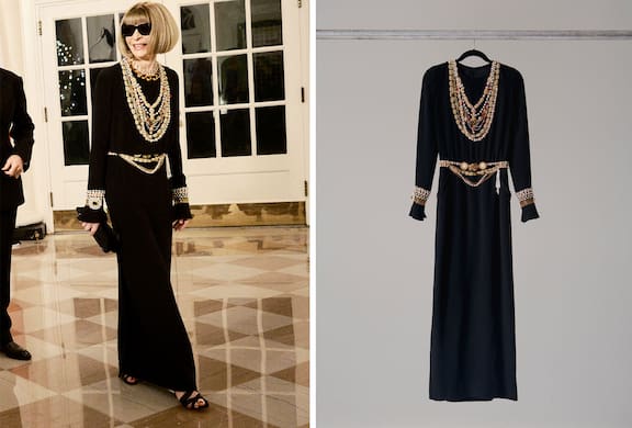 Anna Wintour breaks her 'never wear black' rule in vintage Chanel at state  dinner