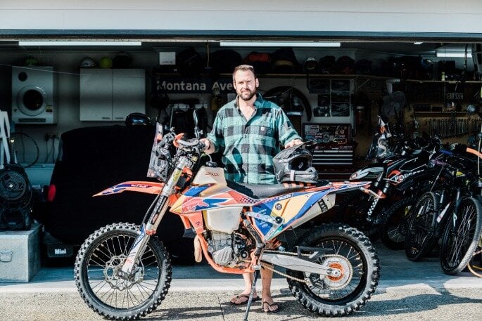  Blake Jones with his motorbike. Photo / Julia Sabugosa