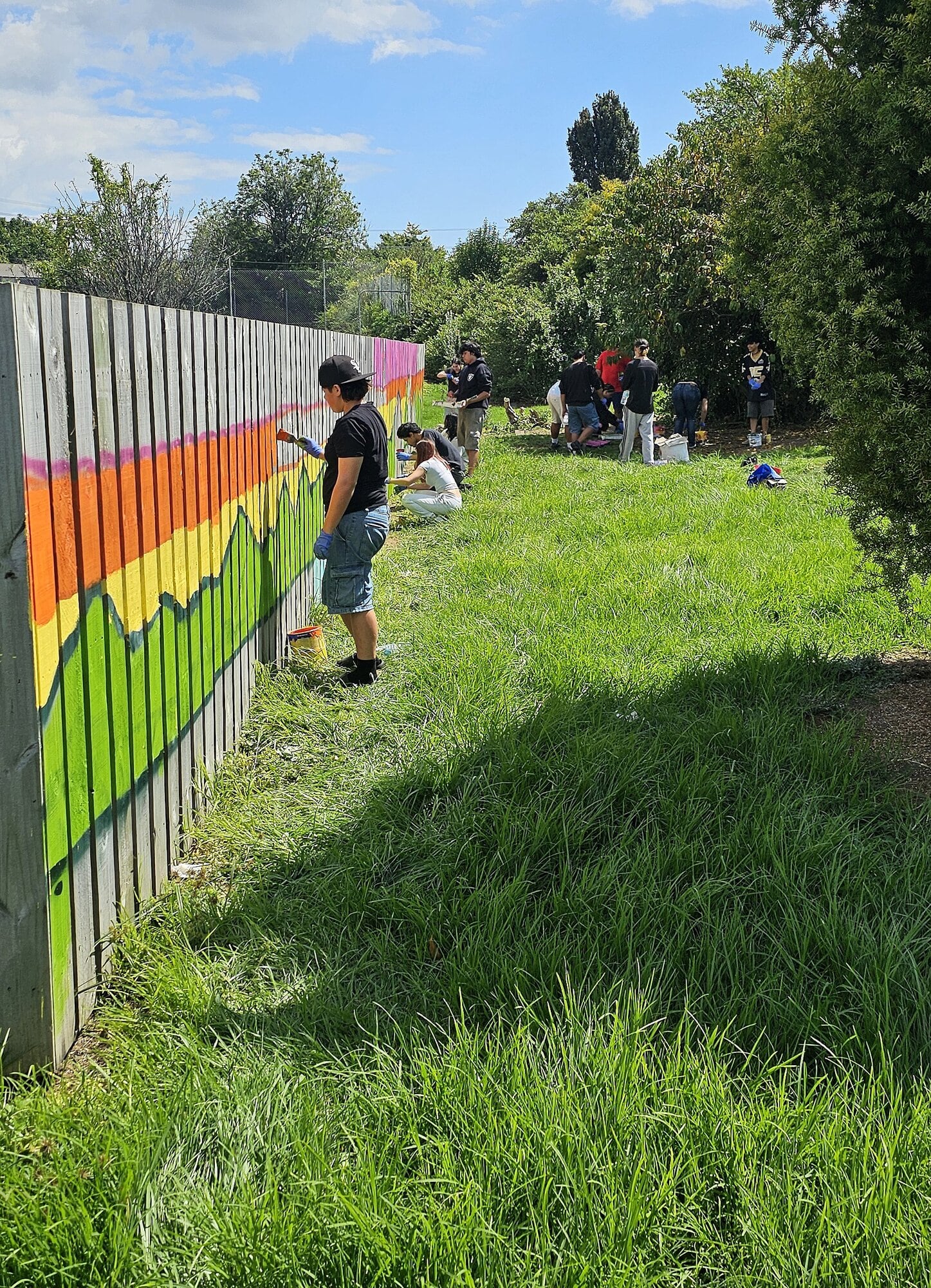  Part way through the creation of the mural.