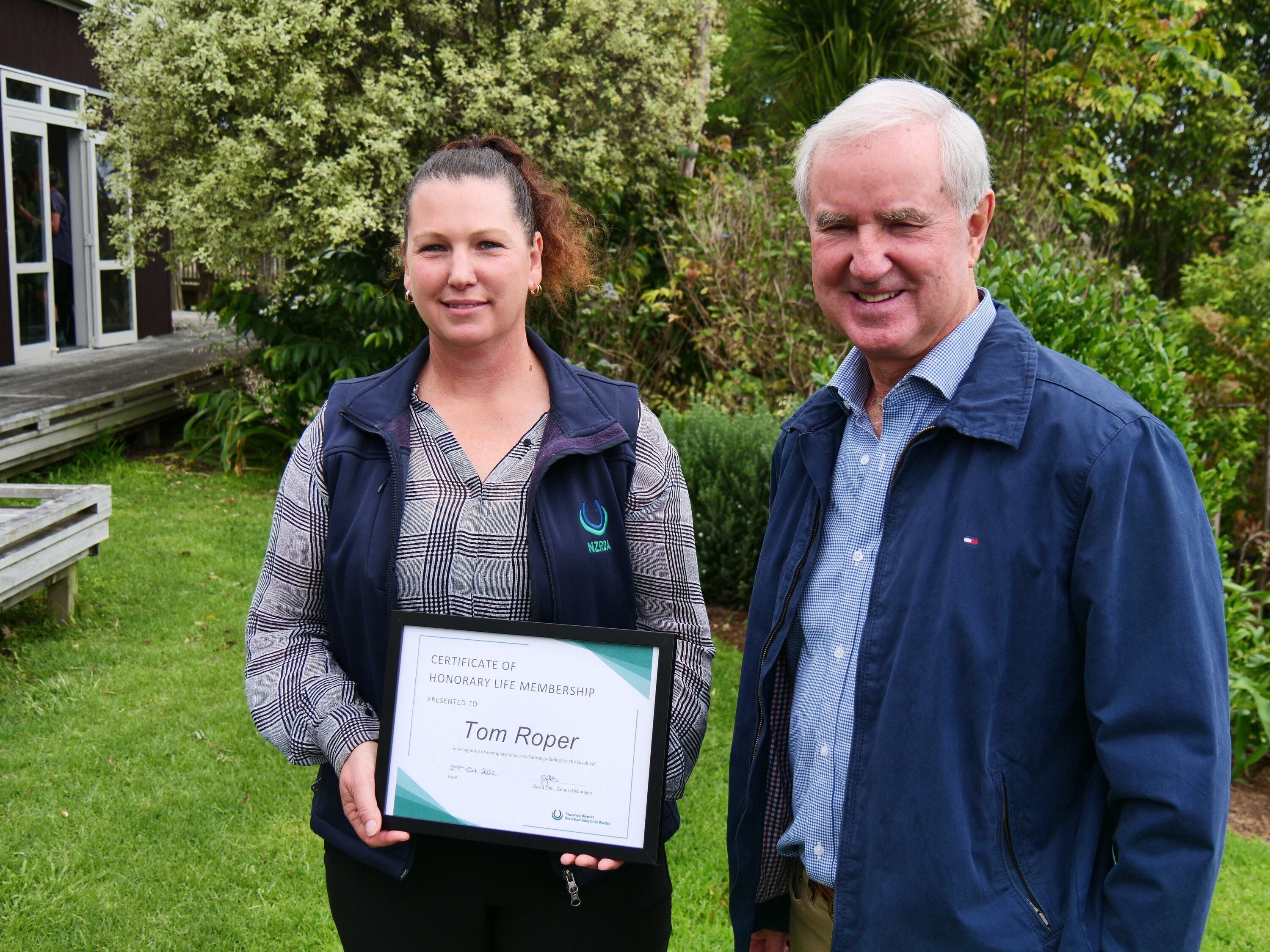 Tom Roper and Elisha Olds at the 50-year anniversary for Tauranga Riding For the Disabled on October 31. Photo / Tom Eley