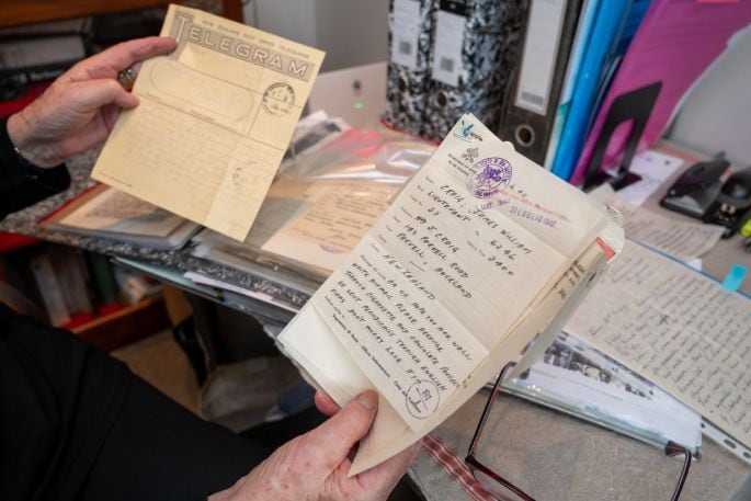 Telegrams amongst Jim Craig’s papers. Photo/ David Hall