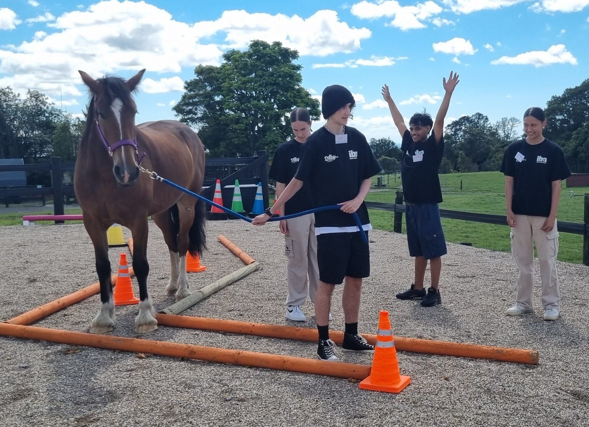  Tommy the horse works with members of the BOP Youth Development Team, Imagine, Believe, Achieve. Supplied photo