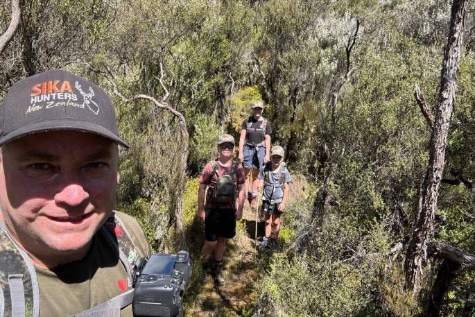 (From left): Jamie, James, Amie and Fletcher Fairbairn, pictured on a sunny day during their trip in the Kaimanawa Range.