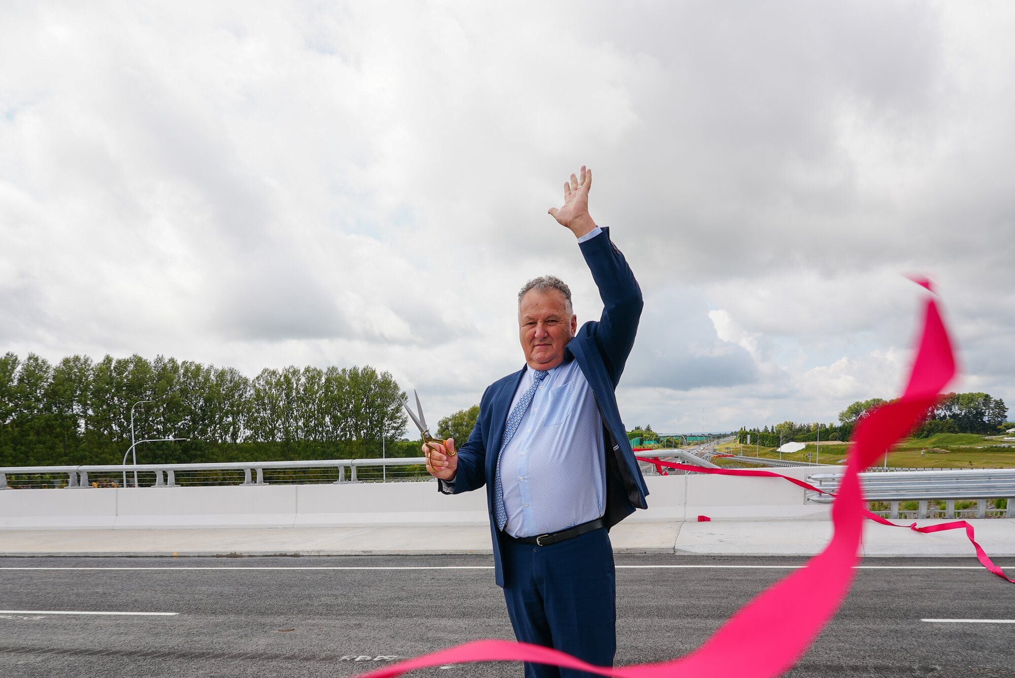 Regional Development Minister Shane Jones, cutting the ribbon for the interchange. Photo / Supplied