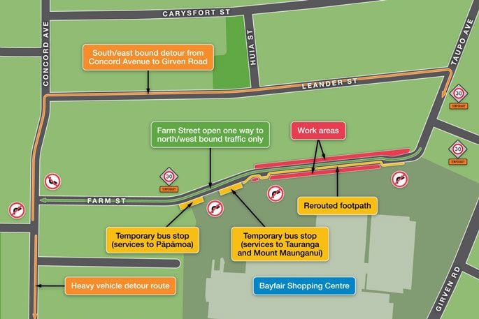 A map showing where the works are taking place and how traffic is impacted.