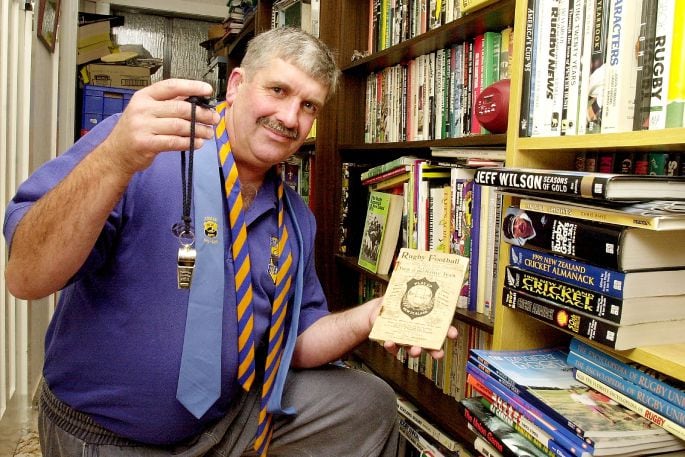 Rugby historian Brent Drabble has the referee’s whistle from the first time Bay of Plenty beat Wellington back in 2001. Photo/ Ben Watson